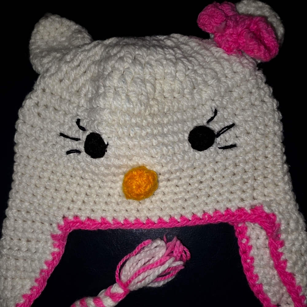 Cute Knit Hat with Pink Accents